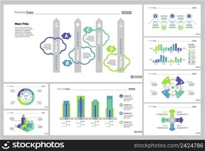 Infographic design set can be used for workflow layout, diagram, annual report, presentation, web design. Business and analysis concept with process, bar and percentage charts.