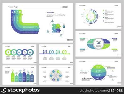 Infographic design set can be used for workflow layout, diagram, annual report, presentation, web design. Business and economics concept with process, bar, doughnut and percentage charts.