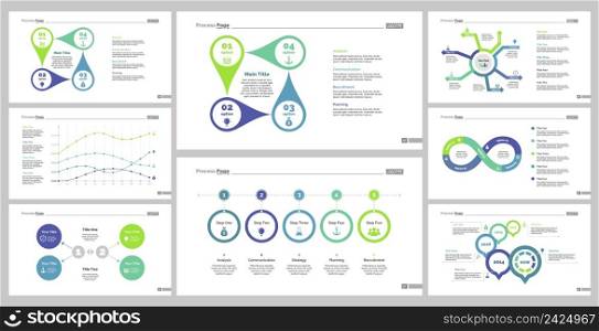 Infographic design set can be used for workflow layout, diagram, annual report, presentation, web design. Business and finance concept with process, line, and flow charts.