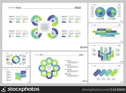 Infographic design set can be used for workflow layout, diagram, annual report, presentation, web design. Business and logistics concept with process, percentage, flow and bar charts.