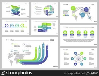 Infographic design set can be used for workflow layout, diagram, annual report, presentation, web design. Business and logistics concept with process and percentage charts.