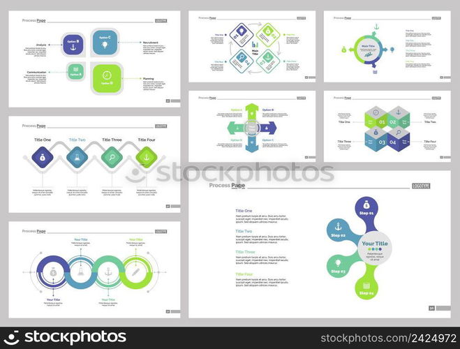 Infographic design set can be used for workflow layout, diagram, annual report, presentation, web design. Business and management concept with process charts.