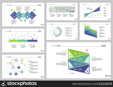 Infographic design set can be used for workflow layout, diagram, annual report, presentation, web design. Business and management concept with process, line, timing, doughnut, bar and percentage charts.
