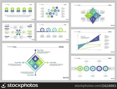 Infographic design set can be used for workflow layout, diagram, annual report, presentation, web design. Business and planning concept with process, line, area and percentage charts.