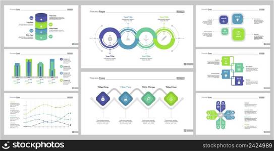 Infographic design set can be used for workflow layout, diagram, annual report, presentation, web design. Business and research concept with process, line, bar and percentage charts.