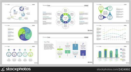 Infographic design set can be used for workflow layout, diagram, annual report, presentation, web design. Business and statistics concept with process, bar, line and percentage charts.