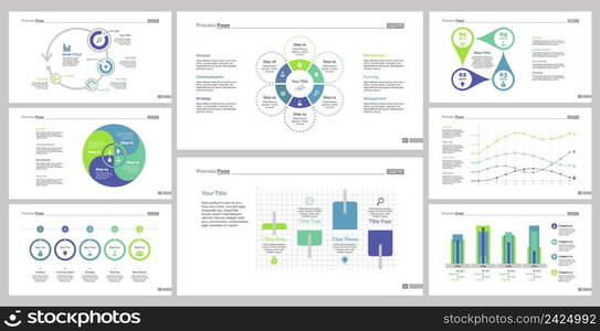 Infographic design set can be used for workflow layout, diagram, annual report, presentation, web design. Business and statistics concept with process, bar, line and percentage charts.