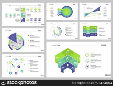 Infographic design set can be used for workflow layout, diagram, annual report, presentation, web design. Business and statistics concept with process, area, pie, doughnut, line and percentage charts.