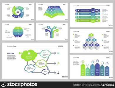 Infographic design set can be used for workflow layout, diagram, annual report, presentation, web design. Business and management concept with process, bar, flow and percentage charts.