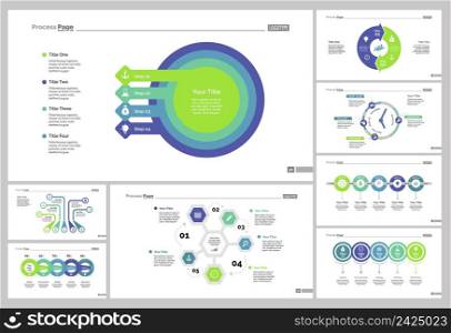 Infographic design set can be used for workflow layout, diagram, annual report, presentation, web design. Business and management concept with process, timing and percentage charts.