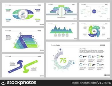Infographic design set can be used for workflow layout, diagram, annual report, presentation, web design. Business and management concept with process, percentage charts and mind map.