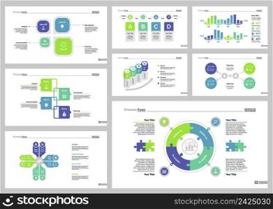 Infographic design set can be used for workflow layout, diagram, annual report, presentation, web design. Business and teamwork concept with process and percentage charts.