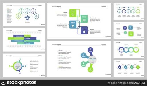 Infographic design set can be used for workflow layout, diagram, annual report, presentation, web design. Business and management concept with process and bar charts.
