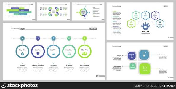 Infographic design set can be used for workflow layout, diagram, annual report, presentation, web design. Business and teamwork concept with process, flow and bar charts.