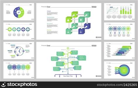 Infographic design set can be used for workflow layout, diagram, annual report, presentation, web design. Business and management concept with process, timing, line, bar and flow charts.