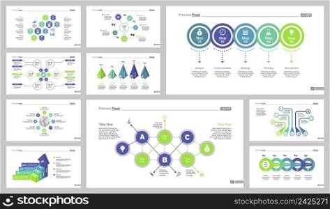 Infographic design set can be used for workflow layout, diagram, annual report, presentation, web design. Business and logistics concept with process, flow, bar and percentage charts.