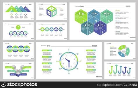 Infographic design set can be used for workflow layout, diagram, annual report, presentation, web design. Business and marketing concept with process, timing and percentage charts.