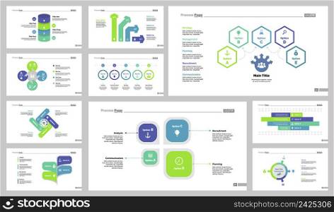Infographic design set can be used for workflow layout, diagram, annual report, presentation, web design. Business and research concept with process, bar and percentage charts.