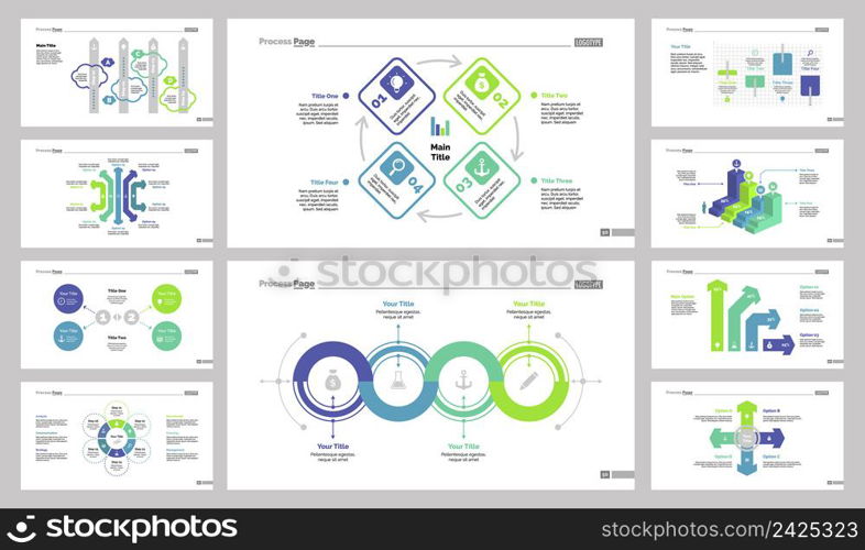 Infographic design set can be used for workflow layout, diagram, annual report, presentation, web design. Business and teamwork concept with process, bar, flow and percentage charts.