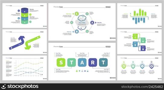 Infographic design set can be used for workflow layout, diagram, annual report, presentation, web design. Business and management concept with process, line, bar and percentage charts.