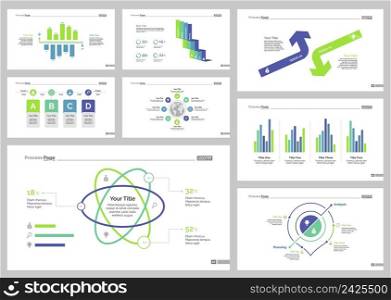 Infographic design set can be used for workflow layout, diagram, annual report, presentation, web design. Business and logistics concept with process, bar and percentage charts.