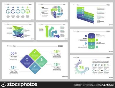 Infographic design set can be used for workflow layout, diagram, annual report, presentation, web design. Business and production concept with process and percentage charts.