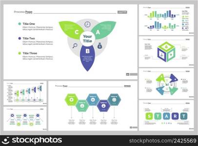 Infographic design set can be used for workflow layout, diagram, annual report, presentation, web design. Business and startup concept with process and percentage charts.