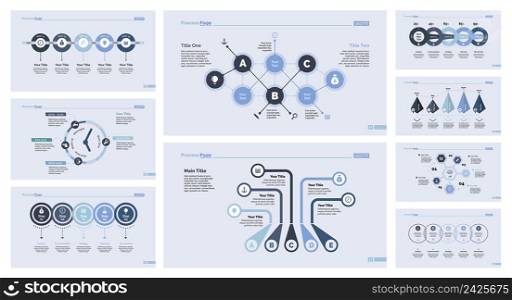 Infographic design set can be used for workflow layout, diagram, annual report, presentation, web design. Business and management concept with process, bar, timing and percentage charts.