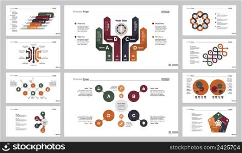 Infographic design set can be used for workflow layout, diagram, annual report, presentation, web design. Business and management concept with process, flow and percentage charts.