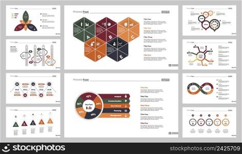 Infographic design set can be used for workflow layout, diagram, annual report, presentation, web design. Business and economics concept with process, pie and percentage charts.