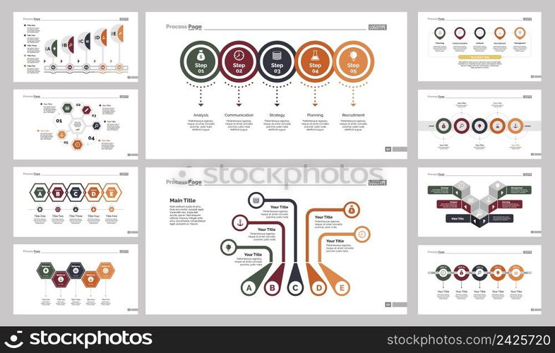 Infographic design set can be used for workflow layout, diagram, annual report, presentation, web design. Business and management concept with process charts.