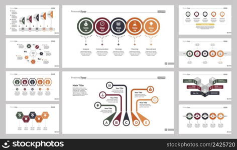 Infographic design set can be used for workflow layout, diagram, annual report, presentation, web design. Business and management concept with process charts.