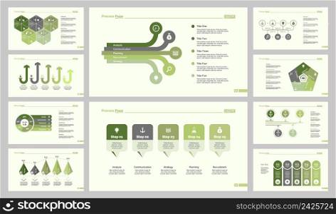 Infographic design set can be used for workflow layout, diagram, annual report, presentation, web design. Business and management concept with process, bar and pie charts.