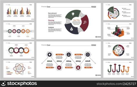 Infographic design set can be used for workflow layout, diagram, annual report, presentation, web design. Business and marketing concept with process, pie, bar and percentage charts.