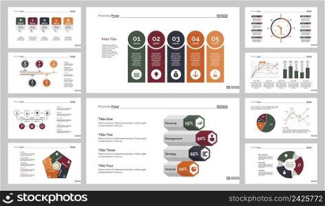 Infographic design set can be used for workflow layout, diagram, annual report, presentation, web design. Business and statistics concept with process, line, bar, pie and timing charts.