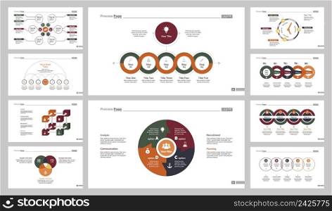 Infographic design set can be used for workflow layout, diagram, annual report, presentation, web design. Business and teamwork concept with process, flow, timing, Venn and percentage charts.