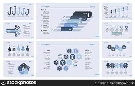 Infographic design set can be used for workflow layout, diagram, annual report, presentation, web design. Business and research concept with process and bar charts.