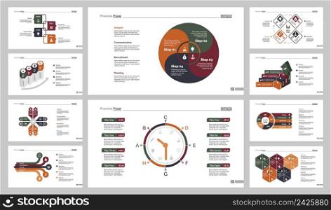 Infographic design set can be used for workflow layout, diagram, annual report, presentation, web design. Business and teamwork concept with process, bar and percentage charts.
