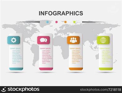 Infographic design template 4 steps of regtangular banners, stock vector