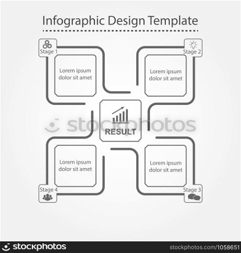 Infographic design template. Four steps to business success, training or promotion. Flat design.