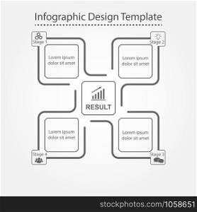 Infographic design template. Four steps to business success, training or promotion. Flat design.