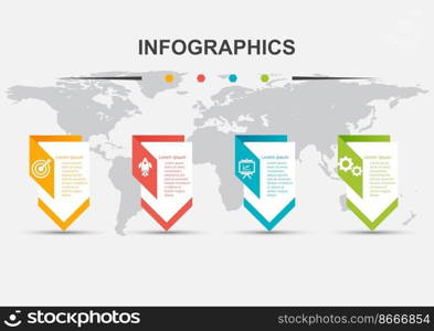 Infographic design template with 4 steps banner, stock vector