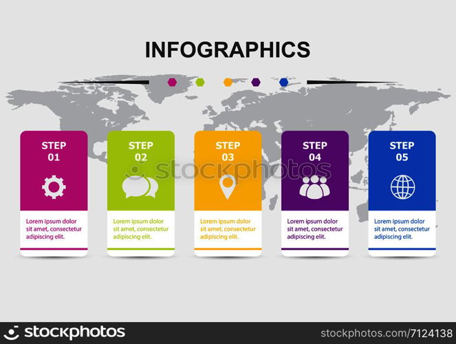 Infographic design template with 5 steps, stock vector