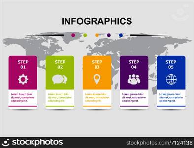 Infographic design template with 5 steps, stock vector