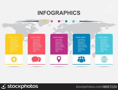 Infographic design template with banner 5 steps, stock vector