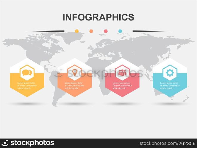 Infographic design template with hexagons, stock vector