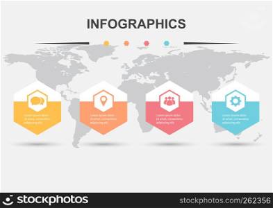 Infographic design template with hexagons, stock vector