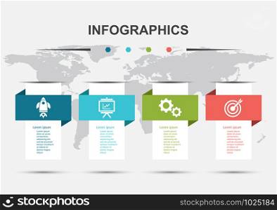 Infographic design template with modern banners, stock vector