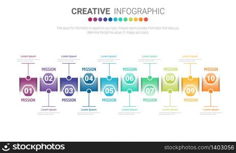 Infographic design template with numbers 10 option can be used for workflow layout, diagram, number step up options.