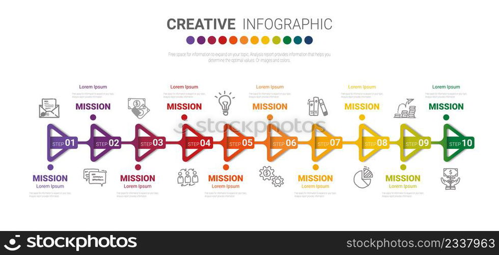 Infographic design template with numbers 10 option can be used for workflow layout, diagram, number step up options.